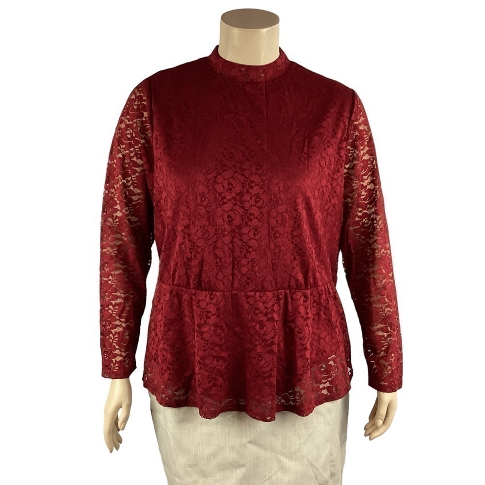 Lane Bryant Lace Top Size 22/24 Red Peplum